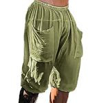 Shorts de carga sólida solto masculino, shorts de praia de algodão de linho, moletom selvagem, moda verão, novo