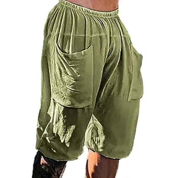 Shorts de carga sólida solto masculino, shorts de praia de algodão de linho, moletom selvagem, moda verão, novo