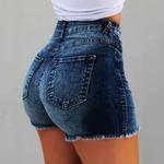 Shorts femininos de cintura alta denim stretch, calças quentes, disponíveis em várias cores, borla angustiado jeans