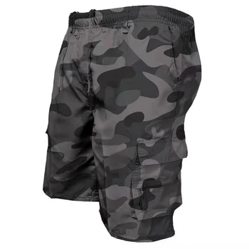 Shorts de carga tático masculino, shorts de jogging casual, bolsos múltiplos soltos, cintura elástica, macacão de trabalho e caminhada, verão