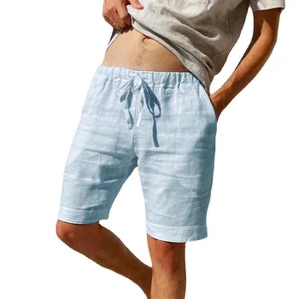 Homens Respirável Algodão Linho Praia Shorts, Masculino Verão Praia Calças, Calças De Cor Sólida Havaí, Fitness Streetwear, Novo, S-3XL