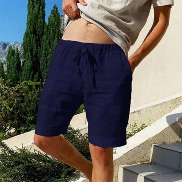 Homens Respirável Algodão Linho Praia Shorts, Masculino Verão Praia Calças, Calças De Cor Sólida Havaí, Fitness Streetwear, Novo, S-3XL