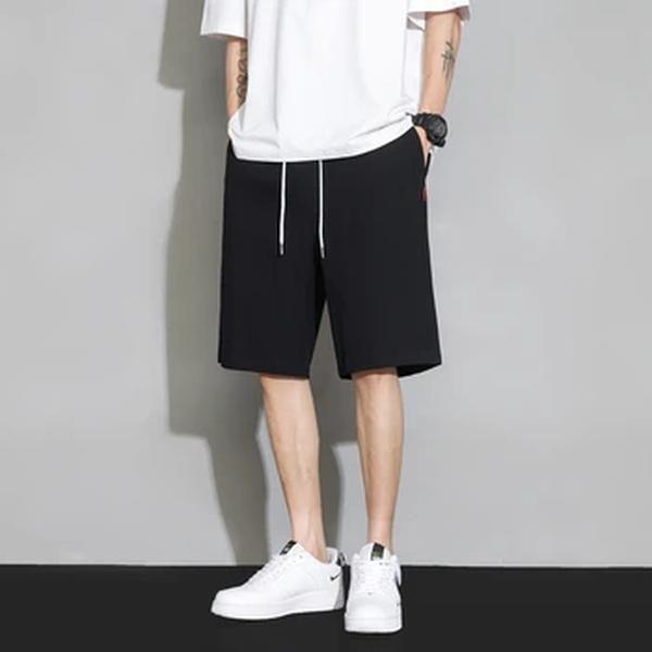 Calça curta de linho monocromática masculina, algodão, leve de ginástica esportiva para verão, básica, nova