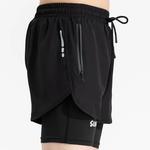 Shorts masculinos de corrida com deck rápido em dois deck, shorts esportivos ao ar livre, ginástica fitness, 2 em 1, verão novo, 2218