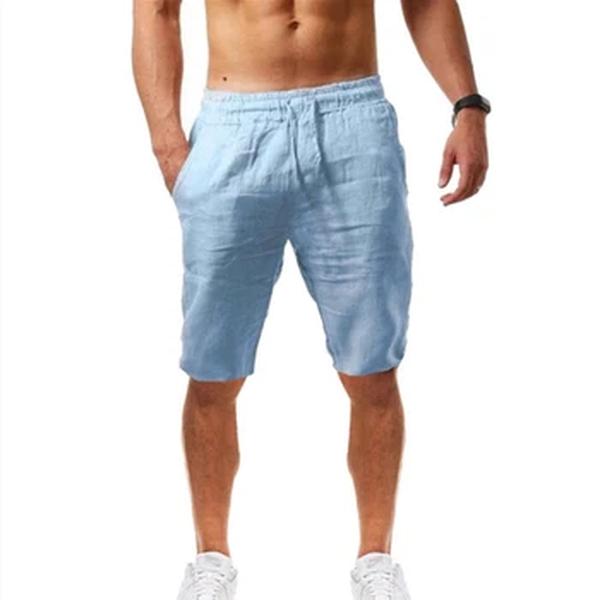 Primavera verão casual bolsos calças shorts botões curtos masculino musculação shorts de algodão linho shorts de corrida bermudas