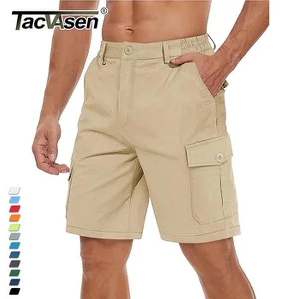 Tacvasen-shorts de algodão respirável para homens, casual, multi-bolsos, trabalho, caminhadas, tático, ao ar livre, verão