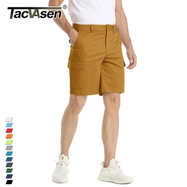 Tacvasen-shorts de algodão respirável para homens, casual, multi-bolsos, trabalho, caminhadas, tático, ao ar livre, verão