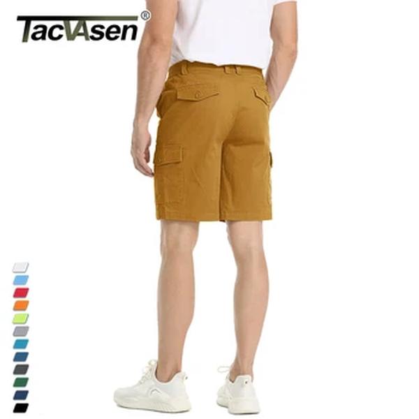 Tacvasen-shorts de algodão respirável para homens, casual, multi-bolsos, trabalho, caminhadas, tático, ao ar livre, verão