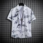 Camisa estampada de manga curta tropical masculina, tops casuais unissex, 14 cores