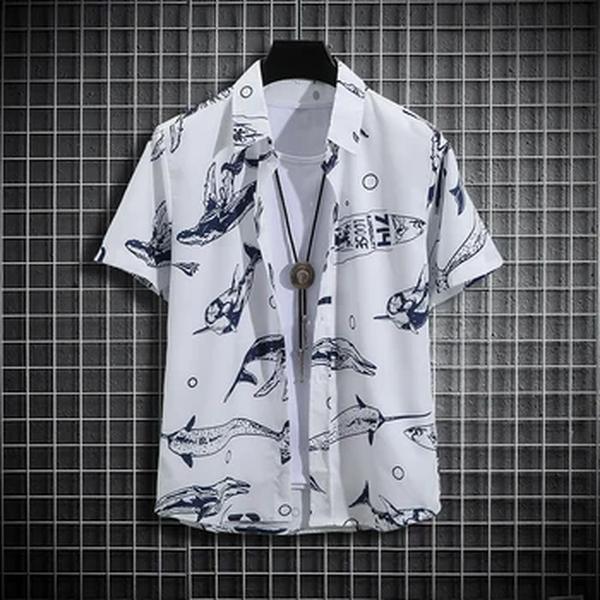 Camisa estampada de manga curta tropical masculina, tops casuais unissex, 14 cores