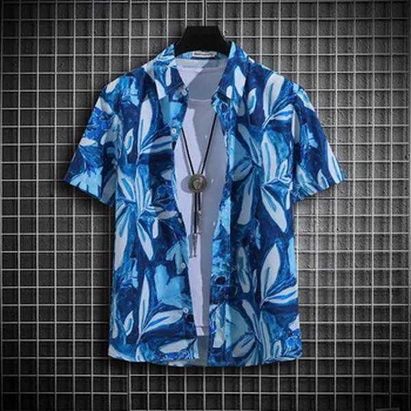 Camisa estampada de manga curta tropical masculina, tops casuais unissex, 14 cores