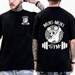 Camiseta masculina de algodão puro manga curta, tops casuais, camisa estampada engraçada, besta de ginástica, grande tamanho, moda