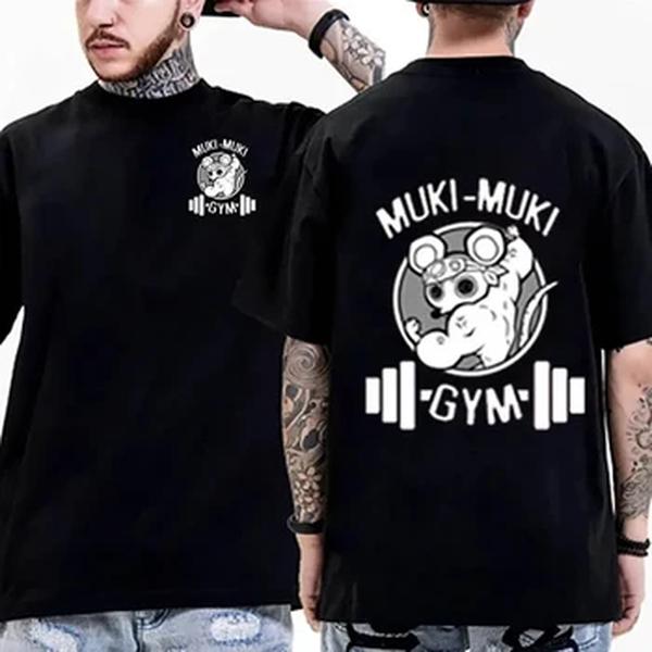 Camiseta masculina de algodão puro manga curta, tops casuais, camisa estampada engraçada, besta de ginástica, grande tamanho, moda