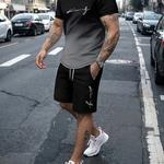 Terno casual de verão masculino, camiseta confortável e solta, shorts para esportes ao ar livre, nova impressão de texto, moda de rua, novo, 2024