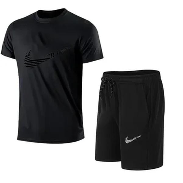 Fato de treino de manga curta masculino, camiseta e shorts, roupa de ginástica jogging, marca de lazer, moda verão, 2022