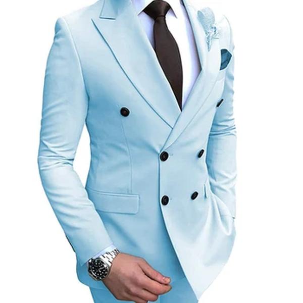 Smoking casual, blazer e calças para homens com breasted slim fit, lapela de entalhe, casamento, slim fit, novo, 2 peças, 2024