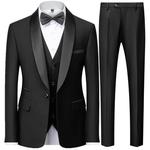 Conjunto de blazers masculinos de negócios, casaco slim fit masculino, terno de colarinho colorido, smoking, jaqueta de lazer, calças, colete, casamento, 3 peças