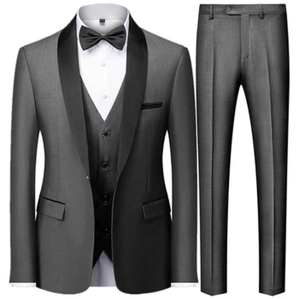 Conjunto de blazers masculinos de negócios, casaco slim fit masculino, terno de colarinho colorido, smoking, jaqueta de lazer, calças, colete, casamento, 3 peças