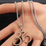 Colar de pingente de aço inoxidável para homens e mulheres, jóias, cor prata, esporte, bicicleta, ciclismo, movimento de bicicleta, N680