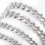 Aço inoxidável Cubano Link Chain para Masculino, Colar Punk Básico, Gargantilha de Cor Prata, Acessórios para Jóias, Presentes