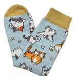 Meia de skate colorida masculina, Harajuku, personalidade engraçada, estampa alienígena de gato, creat clássico simples, hip hop, colorido, novo, 1 par