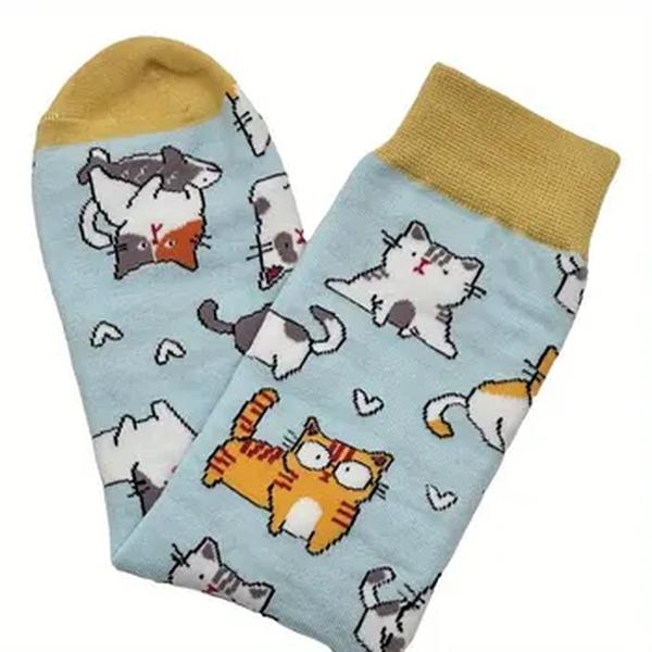 Meia de skate colorida masculina, Harajuku, personalidade engraçada, estampa alienígena de gato, creat clássico simples, hip hop, colorido, novo, 1 par