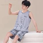 Verão novo plus 4xl dinossauro dos desenhos animados meninos pijamas de malha pijamas dos homens define pijamas pijamas pijamas pijamas loungewear