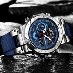 LIGE-Relógio de quartzo impermeável duplo masculino, relógios militares, relógios de pulso esportivos, marca superior, moda