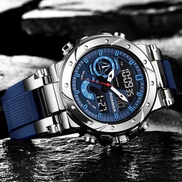 LIGE-Relógio de quartzo impermeável duplo masculino, relógios militares, relógios de pulso esportivos, marca superior, moda