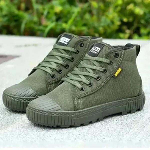Calçado desportivo de lona resistente ao desgaste para homens, sapatos de caminhada com cordões, trabalho de montanhismo, sapatos casuais, 37-46