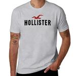Hollister-T-shirt masculina com gola redonda, letra impressa, puro algodão, simples e versátil, slim fit, mangas curtas, verão, novo