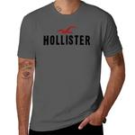 Hollister-T-shirt masculina com gola redonda, letra impressa, puro algodão, simples e versátil, slim fit, mangas curtas, verão, novo