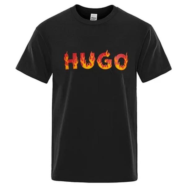 Hugo Print camiseta de manga curta para homens e mulheres, camiseta designer extragrande, gola redonda, algodão, marca de luxo, venda quente
