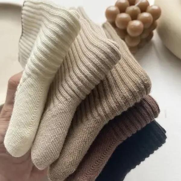 Meias japonesas de algodão de comprimento médio para mulheres, simples, monocromáticas, casuais, outono, novas, 5 pares