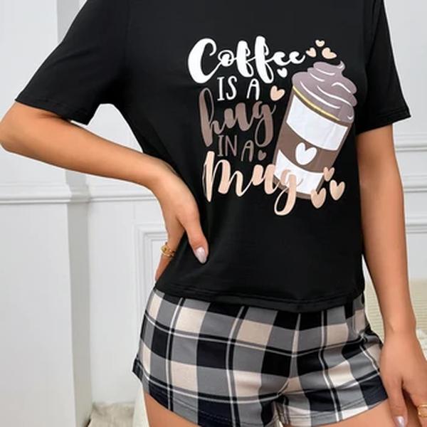 Pijama feminino confortável de três peças, casual para casa, shorts de manga curta, calças compridas, novo estilo