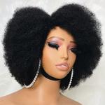 Afro Kinky Curly Lace Front Wig, Cor Natural, Bob Cabelo Humano, Linha Fina Natural, Perucas Curtas Glueless, 13x4x2