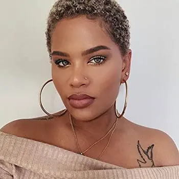 Beisdwig curto afro encaracolado encaracolado perucas sintéticas para preto feminino africano americano perucas de cabelo curto pixie corte encaracolado