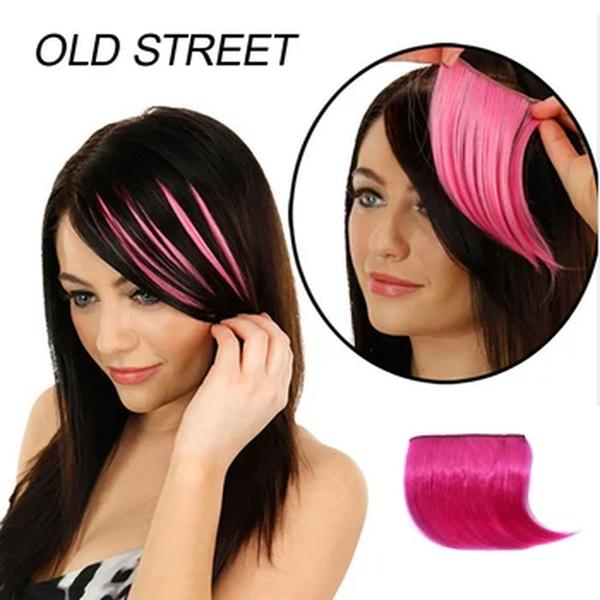 Pedaços de cabelo sintético colorido para mulheres, fibra de alta temperatura, presilha, extensões de cabelo, acessórios para cabelo