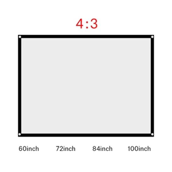 Tela diagonal portátil e dobrável do projetor, cortina branca da projeção, 16:3, TW, 60100 Polegada