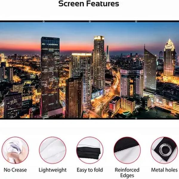 Tela macia do projetor, branco menos vincos, 60-200 ", apoio portátil, dobrável, dobro-face, projeção, filme exterior, high-density
