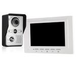 Campainha de vídeo com fio interior com corte infravermelho, câmera ao ar livre à prova de chuva, interfone visual, porteiro com áudio bidirecional, 7"