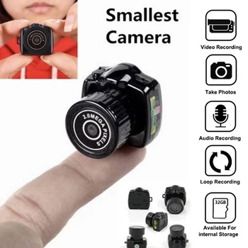 Y2000 Mini Camera Vídeo HD, Gravador de Áudio, Webcam, Monitoramento de Voz, Filmadora, Esporte ao ar livre, Micro Cam DV com Microfone