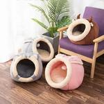 Rodada Cat Bed House, Kennel Nest, Animais de estimação Sleeping Cave, Kitten Beds, Pet Basket, Cozy Kitten Lounger, Cushion Cat House, Tent Dog House