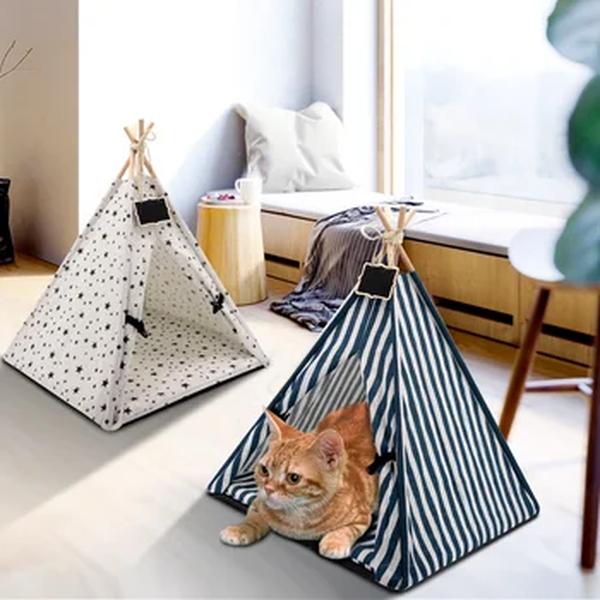 Moda gato tenda ninho gatos quentes filhote de cachorro dormir esteira interior pequenos cães gatos casa com coxim grosso doorplate decoração para casa