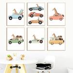 Berçário Wall Art Pintura Canvas, Girafa, Elefante, Urso, Carro, Viagem, Nordic cartazes e impressões, Kids Room Decor Pictures