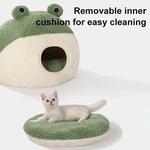 Plush Round Cartoon Frog Pet Cama, sono profundo, macio, respirável, casa, gato suprimentos, quente, conforto, cão pequeno, inverno