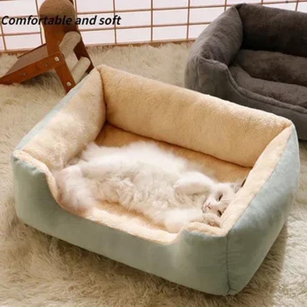 Ninho Quadrado Colorido Doce para Animais de Estimação, Cama de Gato, Sofá, Ninho, Casa, Cestas de Dormir, Cães Pequenos, Gatos, Cachorro, Gatinhos, Inverno