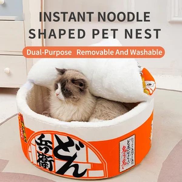 Cão de estimação gato casa canil super grande macarrão instantâneo quente cão gato ninho camas almofada udon copo macarronete cama para animais estimação aconchegante ninho