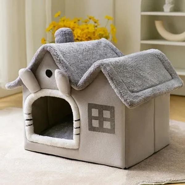 Barraca fechada para gatinhos, cama macia do gato, casa do sono profundo, almofada removível, casa do cão, fontes do filhote, inverno