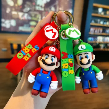 Super Mario Bros PVC Keychain, Luigi, Sapo, Yoshi, Bowser, Action Figure Modelo, Saco dos desenhos animados, Pingente Brinquedos, Presente, 10 Estilos